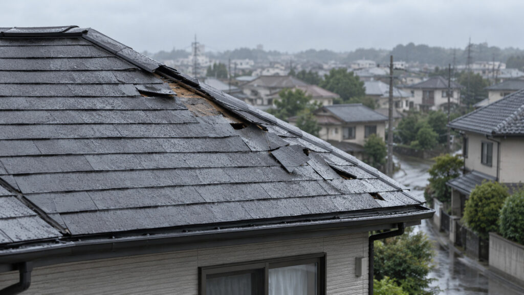 台風・強風による屋根材の破損の実例